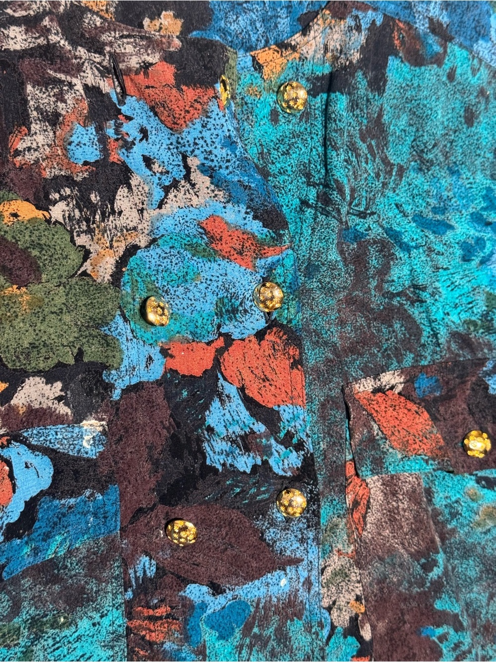Women's Multi-Color Patterned Button-Up Shirt - Picture 6 of 9